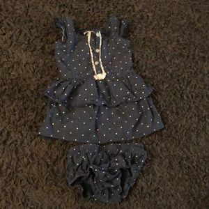 Healthtex 12M blue jean dress with white hearts